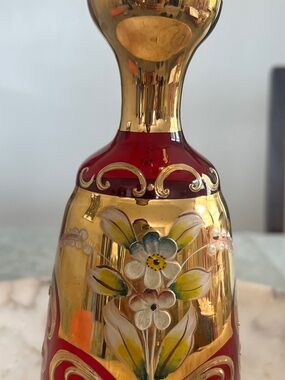 Vintage Italian Red Murano Glass Decanter